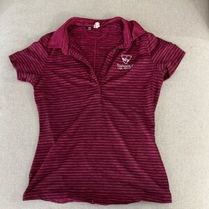 Women's Striped Polo Shirt - Maroon